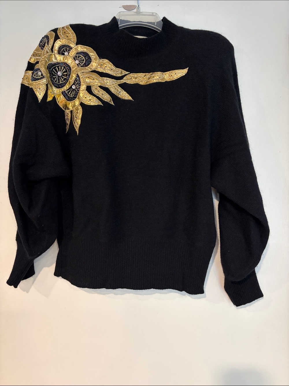 Vtg Gloria Furman The Glory 3 Angora Lambswool Gold Sequin Snake Skin Sweater M